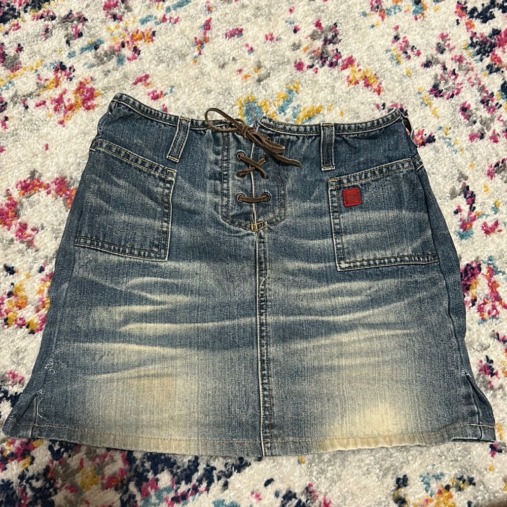 Y2K Bongo Mini Denim Lace-up Skirt